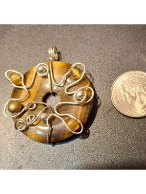 Artisan tiger's eye and silver handcrafted pendant